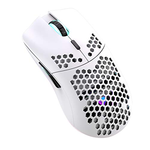 Kabellose Gaming Maus, Hohl Geschnitztes Design, Bunt, Wiederaufladbar, Langlebig, 2.4 G 4 Einstellbare 3200-DPI-Stufen, 7 Tasten, Optischer Sensor Für E-Sportb Arbeit(Weiß) Bild 1