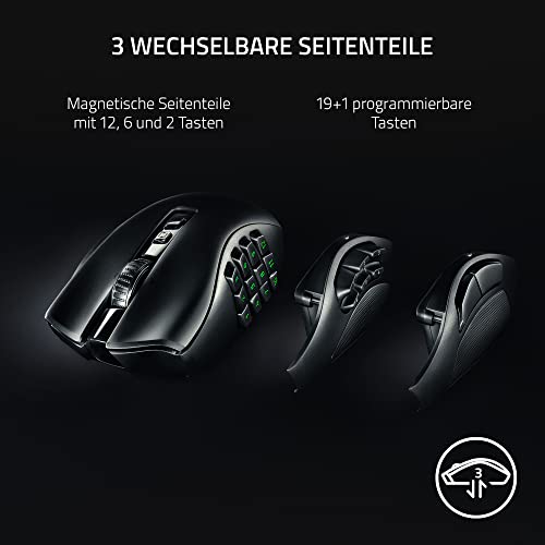 Razer Naga V2 Pro - Kabellose MMO-Gaming-Maus (HyperScroll Pro Rad, Anpassungsfähigkeit und Kontrolle, HyperSpeed Wireless, Focus Pro 30K Optischer Sensor, Optische Mouse Switches Gen-3) Schwarz Bild 3