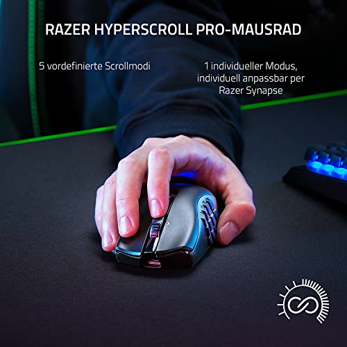 Razer Naga V2 Pro - Kabellose MMO-Gaming-Maus (HyperScroll Pro Rad, Anpassungsfähigkeit und Kontrolle, HyperSpeed Wireless, Focus Pro 30K Optischer Sensor, Optische Mouse Switches Gen-3) Schwarz Bild 4