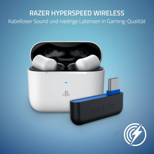Razer Hammerhead HyperSpeed - Drahtlose Multiplattform-Gaming-Kopfhörer für PlayStation (HyperSpeed Wireless, aktive Geräuschunterdrückung, Bluetooth 5.2, Bis zu 30 Stunden Akkulaufzeit) Weiß Bild 2
