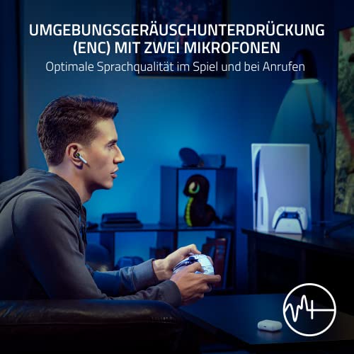 Razer Hammerhead HyperSpeed - Drahtlose Multiplattform-Gaming-Kopfhörer für PlayStation (HyperSpeed Wireless, aktive Geräuschunterdrückung, Bluetooth 5.2, Bis zu 30 Stunden Akkulaufzeit) Weiß Bild 4