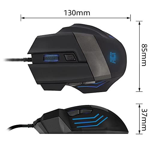 ACT Gaming Maus mit Kabel, 3200 DPI Hohe Präzision, 6 Tasten, 4 LED Leuchten RGB Maus, Ergonomisches Design – AC5000 Bild 2