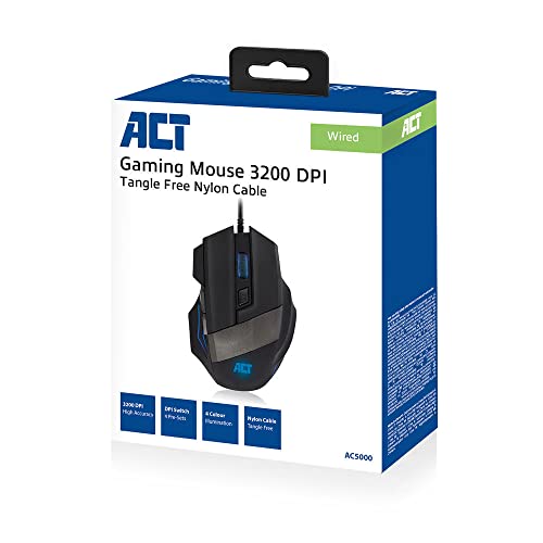 ACT Gaming Maus mit Kabel, 3200 DPI Hohe Präzision, 6 Tasten, 4 LED Leuchten RGB Maus, Ergonomisches Design – AC5000 Bild 3