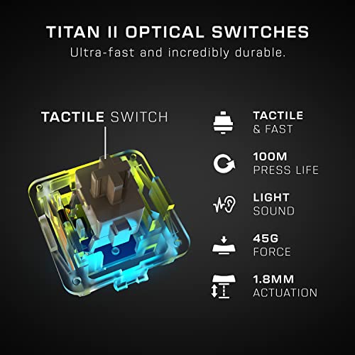 Roccat Vulcan II Max – Optisch-mechanische PC-Gaming-Tastatur mit anpassbaren RGB-Tasten und Handballenauflage, taktile Linearschalter, Aluminiumplatte, 100 m Tastenanschlag-Haltbarkeit, Schwarz Bild 2