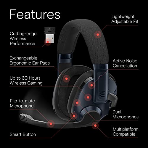 EPOS H3Pro Hybrid PC Gaming Headset mit Mikrofon - Geräuschunterdrückung - Anpassbar & Logitech G915 Lightspeed kabellose mechanische Gaming-Tastatur, Deutsches QWERTZ-Layout Bild 3