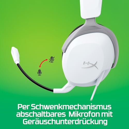 HyperX CloudX Stinger 2 Core – Gaming-Headset für Xbox, leichte Over-Ear-Headsets mit Mikrofon, Schwenk-zu-Stumm-Funktion, 40-mm-Treiber, Weiß Bild 7