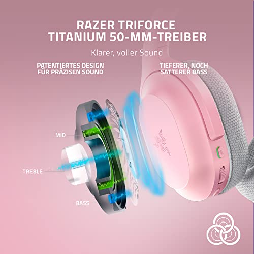 Razer Barracuda - Kabelloses Multiplattform-Headset für Gaming und Mobile Geräte (SmartSwitch Dual Wireless, Geräuschunterdrückendes Mikrofon, Triforce-Treiber 50mm, USB-C) Quartz Pink Bild 4