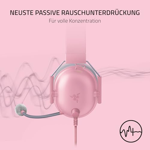 Razer BlackShark V2 X - Multi-Plattform kabelgebundenes Esports-Headset (Triforce 50mm Treiber, Erweiterte Passive Geräuschunterdrückung, 7.1 Surround Sound, Hyperclear Cardioid Mic) Quartz Pink Bild 6