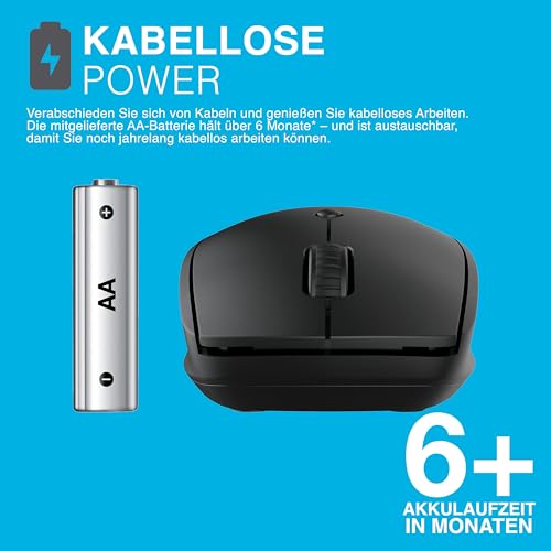 JLab Go Kabellose Bluetooth-Maus, batteriebetrieben, Trimode (BT 5.0/5.0/2,4 GHz) mit USB-Adapter, ergonomisch, kompakt, Multigerät, leise, für Laptop, PC, Computer, iPad, Mac Bild 3