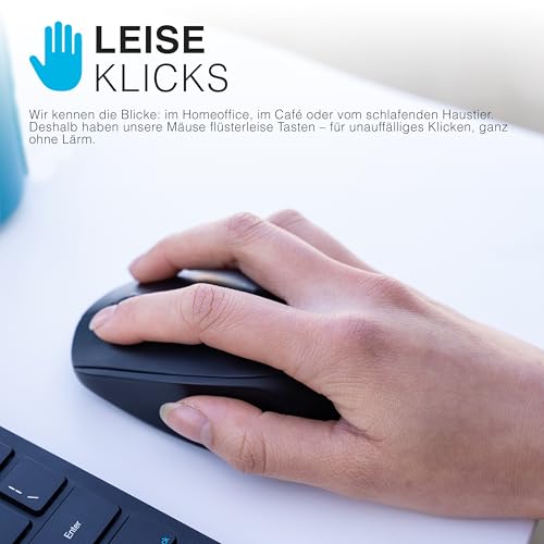 JLab Go Kabellose Bluetooth-Maus, batteriebetrieben, Trimode (BT 5.0/5.0/2,4 GHz) mit USB-Adapter, ergonomisch, kompakt, Multigerät, leise, für Laptop, PC, Computer, iPad, Mac Bild 5