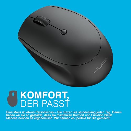 JLab Go Kabellose Bluetooth-Maus, batteriebetrieben, Trimode (BT 5.0/5.0/2,4 GHz) mit USB-Adapter, ergonomisch, kompakt, Multigerät, leise, für Laptop, PC, Computer, iPad, Mac Bild 7