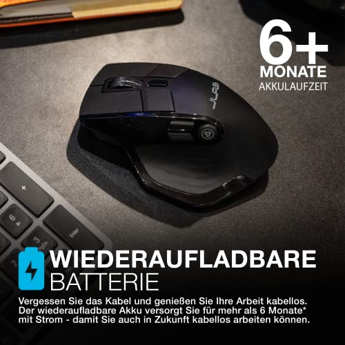 JLab Epic Wireless Mouse - Verbindung über Bluetooth oder USB-Empfänger, ergonomische Bluetooth-Maus, wiederaufladbare kabellose Maus für Laptop-Computer/PC/Tablet/Windows/Mac/More, Leise Mäuse Bild 3
