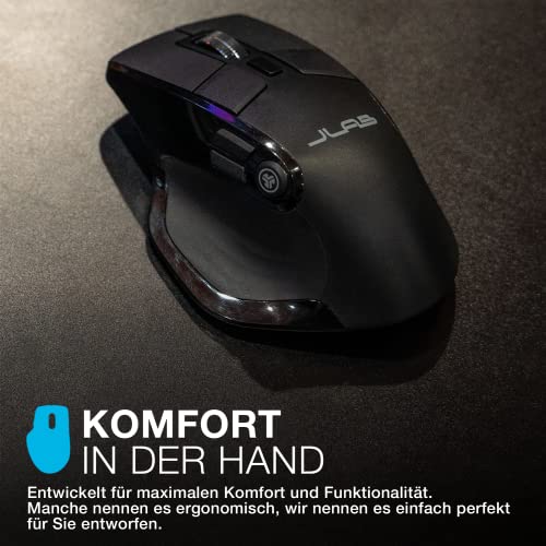 JLab Epic Wireless Mouse - Verbindung über Bluetooth oder USB-Empfänger, ergonomische Bluetooth-Maus, wiederaufladbare kabellose Maus für Laptop-Computer/PC/Tablet/Windows/Mac/More, Leise Mäuse Bild 5