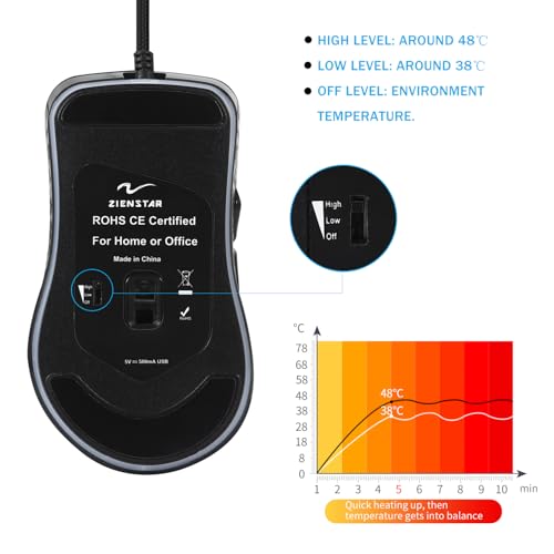 Beheizter Maus,Winter-Handwärmer USB Gaming-Maus,Wärme 38–48 °C Einstellbar-Mattschwarz Bild 3