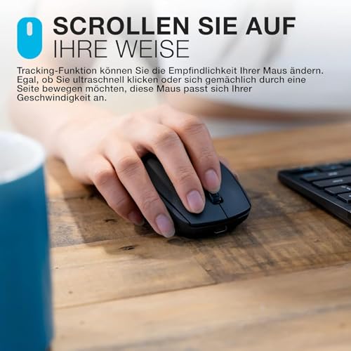 JLab Go Charge Bluetooth Maus/Funkmaus wiederaufladbar, BT 5,0/5,0+2,4Ghz mit USB-Dongle, Laptop Maus kabellos, Silent Wireless Mouse, Computermaus kabellos für PC/iPad/Computer/Tablet Bild 4