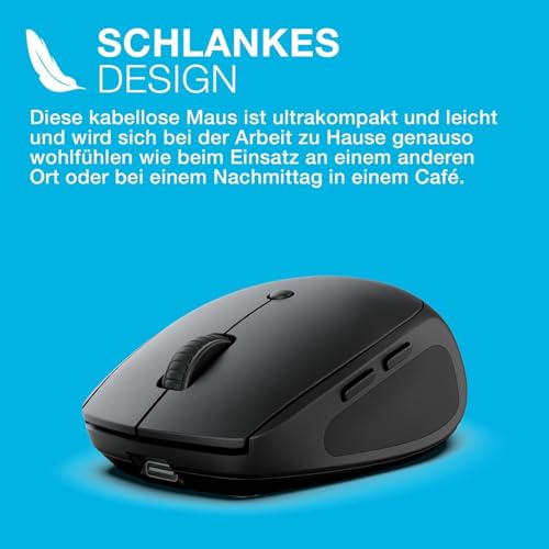 JLab Go Charge Bluetooth Maus/Funkmaus wiederaufladbar, BT 5,0/5,0+2,4Ghz mit USB-Dongle, Laptop Maus kabellos, Silent Wireless Mouse, Computermaus kabellos für PC/iPad/Computer/Tablet Bild 5