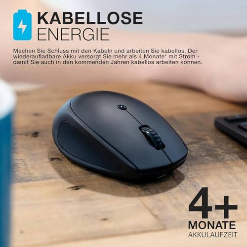 JLab Go Charge Bluetooth Maus/Funkmaus wiederaufladbar, BT 5,0/5,0+2,4Ghz mit USB-Dongle, Laptop Maus kabellos, Silent Wireless Mouse, Computermaus kabellos für PC/iPad/Computer/Tablet Bild 6
