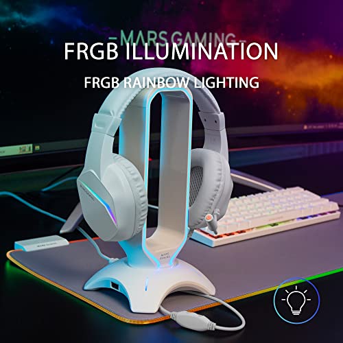 Mars Gaming Gaming MH122, FRGB Over Ear Kopfhörer mit Mikrofon, HiFi Sound, Geräuschunterdrückung, Ultraleichtgewicht, PS4 PS5 Xbox Switch Switch 2 Tablet Windows Mac, Weiß, MH122W, Large Bild 2