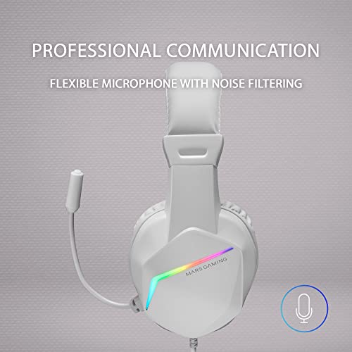 Mars Gaming Gaming MH122, FRGB Over Ear Kopfhörer mit Mikrofon, HiFi Sound, Geräuschunterdrückung, Ultraleichtgewicht, PS4 PS5 Xbox Switch Switch 2 Tablet Windows Mac, Weiß, MH122W, Large Bild 6