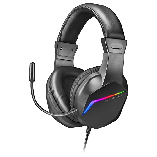 Mars Gaming Gaming MH122, FRGB Over Ear Kopfhörer mit Mikrofon, HiFi Sound, Geräuschunterdrückung, Ultraleichtgewicht, PS4 PS5 Xbox Switch Switch 2 Tablet Windows Mac, Schwarz, Large Bild 1