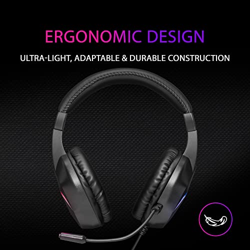 Mars Gaming Gaming MH122, FRGB Over Ear Kopfhörer mit Mikrofon, HiFi Sound, Geräuschunterdrückung, Ultraleichtgewicht, PS4 PS5 Xbox Switch Switch 2 Tablet Windows Mac, Schwarz, Large Bild 3
