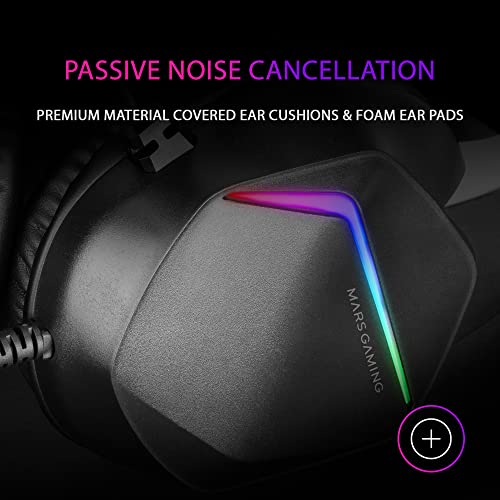 Mars Gaming Gaming MH122, FRGB Over Ear Kopfhörer mit Mikrofon, HiFi Sound, Geräuschunterdrückung, Ultraleichtgewicht, PS4 PS5 Xbox Switch Switch 2 Tablet Windows Mac, Schwarz, Large Bild 5