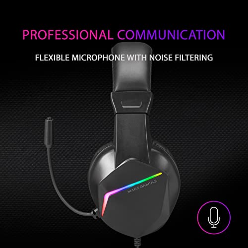 Mars Gaming Gaming MH122, FRGB Over Ear Kopfhörer mit Mikrofon, HiFi Sound, Geräuschunterdrückung, Ultraleichtgewicht, PS4 PS5 Xbox Switch Switch 2 Tablet Windows Mac, Schwarz, Large Bild 6