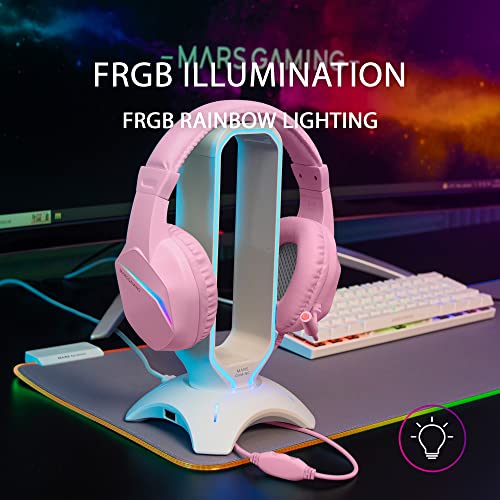 Mars Gaming Gaming MH122, FRGB Over Ear Kopfhörer mit Mikrofon, HiFi Sound, Geräuschunterdrückung, Ultraleichtgewicht, PS4 PS5 Xbox Switch Switch 2 Tablet Windows Mac, Rosa, MH122P, Large Bild 2