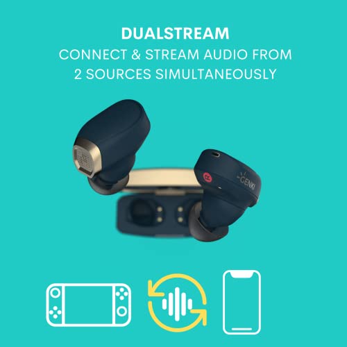 Human Things Genki Waveform Bridge -| Blue/Gold | Dualstream Headphones | Wireless Headphone | Low Latency Performance for Gamers Bild 2