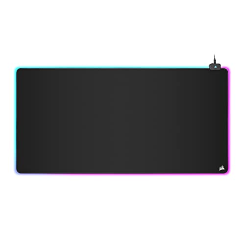 Corsair MM700 RGB Extended 3XL Gaming-Mauspad mit Stoffoberfläche - Oberfläche von 1220 × 610 mm - 360°-DREI-Zonen-RGB-Beleuchtung - USB-Hub mit Zwei Ports - rutschfeste Gummiunterlage - Schwarz Bild 1