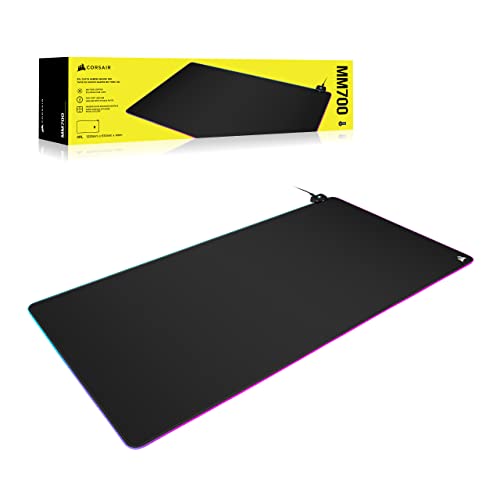 Corsair MM700 RGB Extended 3XL Gaming-Mauspad mit Stoffoberfläche - Oberfläche von 1220 × 610 mm - 360°-DREI-Zonen-RGB-Beleuchtung - USB-Hub mit Zwei Ports - rutschfeste Gummiunterlage - Schwarz Bild 2