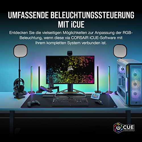 Corsair MM700 RGB Extended 3XL Gaming-Mauspad mit Stoffoberfläche - Oberfläche von 1220 × 610 mm - 360°-DREI-Zonen-RGB-Beleuchtung - USB-Hub mit Zwei Ports - rutschfeste Gummiunterlage - Schwarz Bild 7
