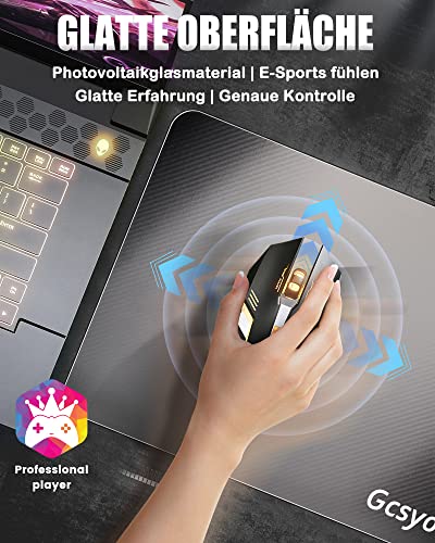 Gaming Mauspad Glas Mousepad 350x260 Gaming Mousepad groß für Roccat Razer Logitech Maus Wasserdicht Anti Rutsch für Computer PC Professionelle Gamer Verbessert Präzision und Geschwindigkeit Schwarz Bild 2