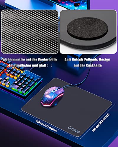 Gaming Mauspad Glas Mousepad 350x260 Gaming Mousepad groß für Roccat Razer Logitech Maus Wasserdicht Anti Rutsch für Computer PC Professionelle Gamer Verbessert Präzision und Geschwindigkeit Schwarz Bild 6