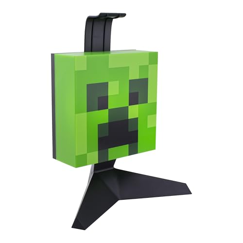 Minecraft Creeper Kopfhörerständer - Offiziell lizenziertes Merchandise, Beleuchtung mit 2 Modi, USB-betriebener Gamer-Headset-Ständer, 23,7 cm Bild 1