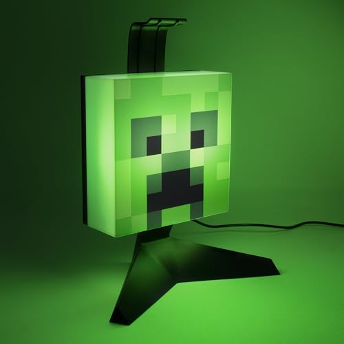 Minecraft Creeper Kopfhörerständer - Offiziell lizenziertes Merchandise, Beleuchtung mit 2 Modi, USB-betriebener Gamer-Headset-Ständer, 23,7 cm Bild 2