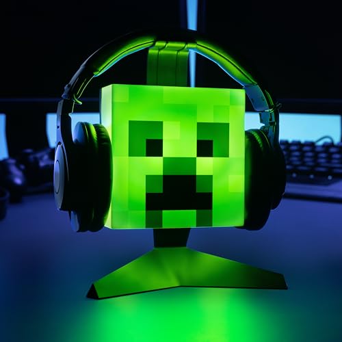 Minecraft Creeper Kopfhörerständer - Offiziell lizenziertes Merchandise, Beleuchtung mit 2 Modi, USB-betriebener Gamer-Headset-Ständer, 23,7 cm Bild 3