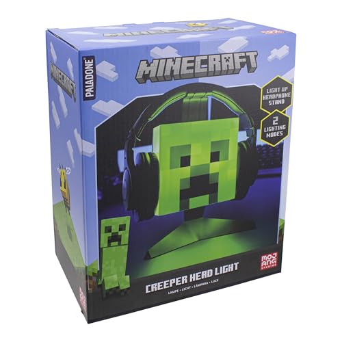 Minecraft Creeper Kopfhörerständer - Offiziell lizenziertes Merchandise, Beleuchtung mit 2 Modi, USB-betriebener Gamer-Headset-Ständer, 23,7 cm Bild 4