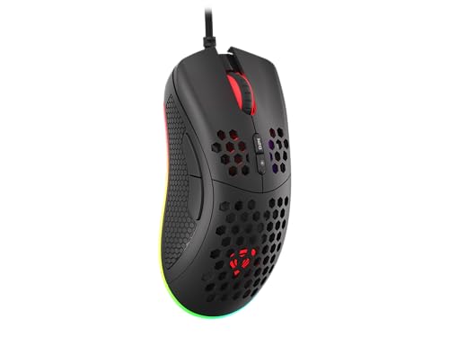 Genesis Krypton 555 Gaming Maus – Ultraleicht nur 70g, Sensor bis 8000 DPI, RGB Beleuchtung, 7 programmierbare Tasten, Paracord Kabel, 1000 Hz Polling Rate, PC Gamer Maus für FPS & E-Sport, Plug&Play Bild 1