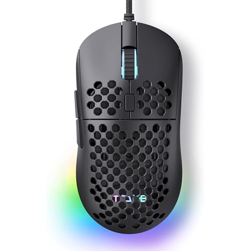 Dierya ×TMKB M1SE Gaming Maus mit Kabel,Gaming Mouse 12800 DPI Optischer Sensor,6 Programmierbare Tasten,Anpassbares RGB Gamer Maus,Ergonomische Gaming-mäuse für PC,Schwarz Bild 1