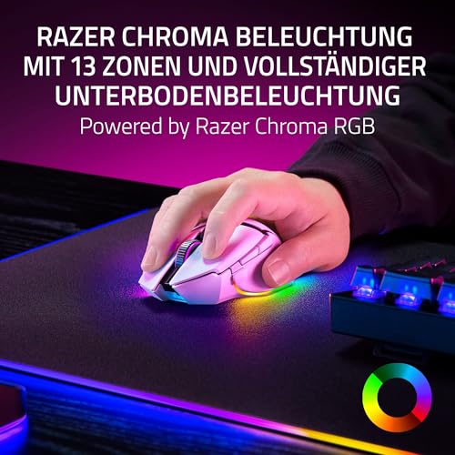 Razer Basilisk V3 Pro - Anpassbare kabellose Gaming-Maus HyperScroll Tilt Wheel - Focus Pro 30K Optischer Sensor - 13-Zonen Chroma-Beleuchtung - 10+1 Programmierbare Tasten - PC/Mac | Weiß Bild 6