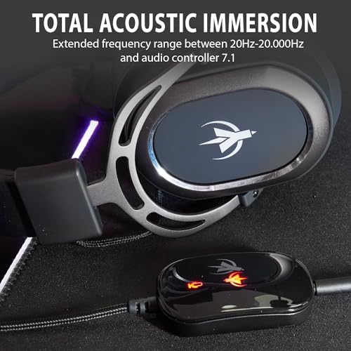 SPYCO Impulse HE-122, Gaming-Headset, Audio 7.1, 50-mm-Audio-Treiber, kombinierter analoger 3.5-mm-USB-Klinkenstecker, omnidirektionales Mikrofon, leicht, biegsam, PC/Mac/Xbox One/PS4/Nintendo Switch Bild 4