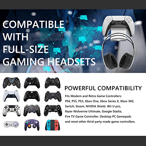 GEEKRIA Acryl Dual Gamepad Controller & Kopfhörer Ständer Halter, Wandhalterung Gaming Kopfhörer Aufhänger Haken für PS4 PS5 Xbox ONE Game Controller Pulse 3D Headset Bild 5