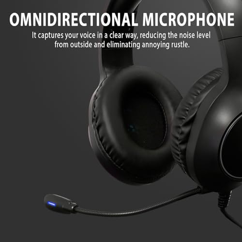 SPYCO - Impulse HE-121 Gaming-Headset, 50-mm-Audio-Treiber, 3.5 mm USB-Klinkenstecker, Omnidirektionales Mikrofon, RGB-Logo, Leicht, Für PC/Mac/Xbox One/PS4/Nintendo Switch, Schwarz, Kunstleder Bild 2