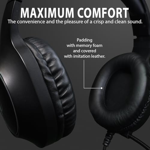 SPYCO - Impulse HE-121 Gaming-Headset, 50-mm-Audio-Treiber, 3.5 mm USB-Klinkenstecker, Omnidirektionales Mikrofon, RGB-Logo, Leicht, Für PC/Mac/Xbox One/PS4/Nintendo Switch, Schwarz, Kunstleder Bild 4