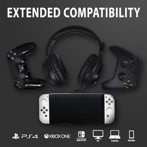 SPYCO - Impulse HE-121 Gaming-Headset, 50-mm-Audio-Treiber, 3.5 mm USB-Klinkenstecker, Omnidirektionales Mikrofon, RGB-Logo, Leicht, Für PC/Mac/Xbox One/PS4/Nintendo Switch, Schwarz, Kunstleder Bild 5