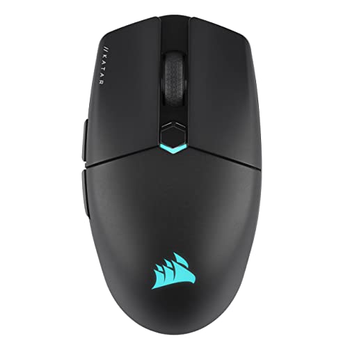 Corsair KATAR Elite Wireless Ultraleichte FPS Gaming Maus - 26.000 DPI - Symmetrische Form - Bis zu 110 Stunden Akkulaufzeit - iCUE-Kompatibel - PC, PS5, PS4, Xbox - Schwarz Bild 1