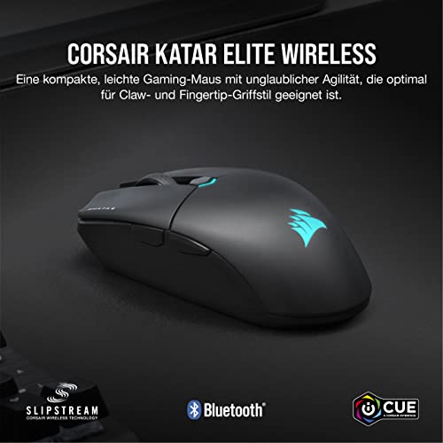 Corsair KATAR Elite Wireless Ultraleichte FPS Gaming Maus - 26.000 DPI - Symmetrische Form - Bis zu 110 Stunden Akkulaufzeit - iCUE-Kompatibel - PC, PS5, PS4, Xbox - Schwarz Bild 2