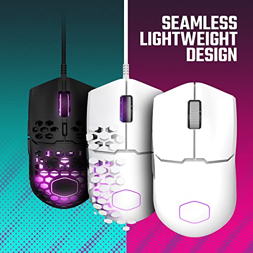 Cooler Master MM712 Kabellose Gaming-Maus Weiß mit einstellbaren 19.000 DPI, 2,4 GHz und Bluetooth, Ultraweave-Kabel, PTFE-Füße, RGB-Beleuchtung und MasterPlus+ Software Bild 2
