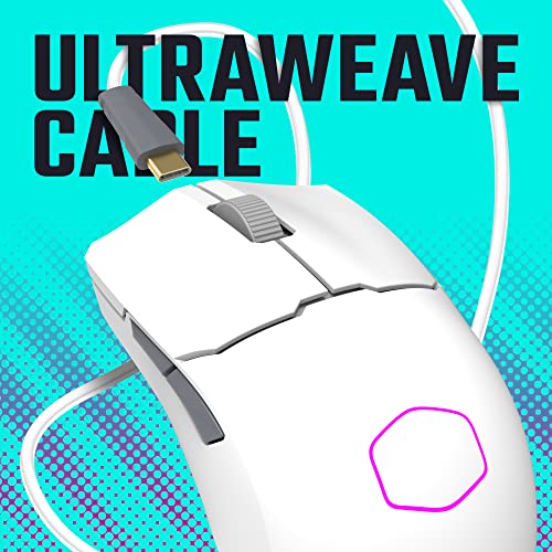 Cooler Master MM712 Kabellose Gaming-Maus Weiß mit einstellbaren 19.000 DPI, 2,4 GHz und Bluetooth, Ultraweave-Kabel, PTFE-Füße, RGB-Beleuchtung und MasterPlus+ Software Bild 5